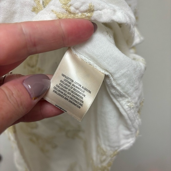 Anthropologie Floreat Atley Metallic Floral Embroidered Peasant Tunic Top - Picture 11 of 13